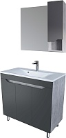 Stella Polare Мебель для ванной Абигель 100 3 двери с зеркальным шкафом темно-серая/цемент